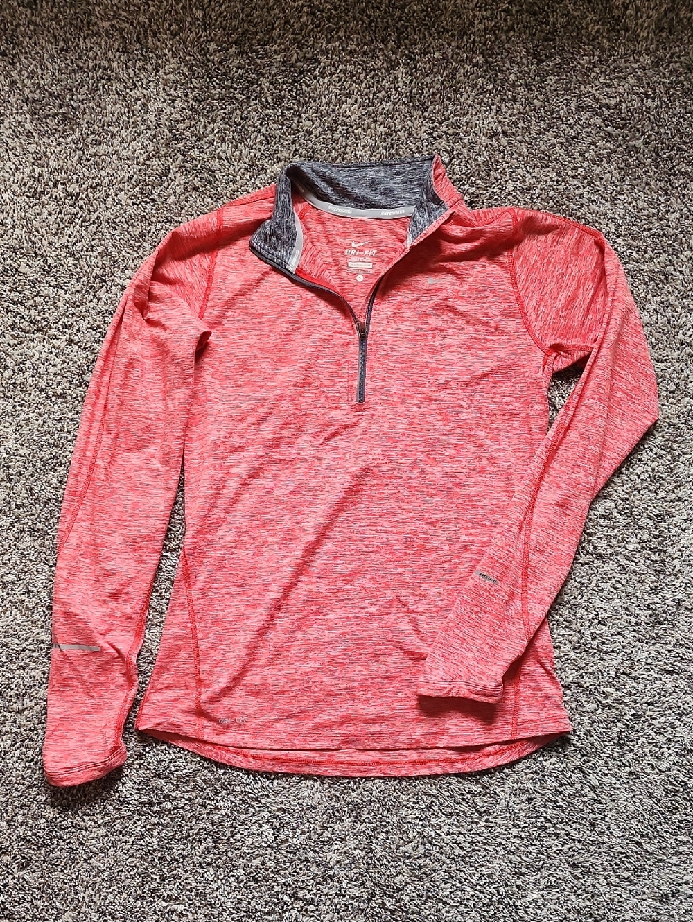 Nike Dri-FIT Heather Red and Gray Quarter-Zip Running Top